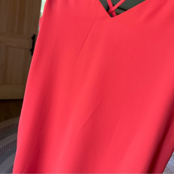 Topshop Double-Strap Red Orange Mini Slip Dress. Size 4. - Picture 12 of 13